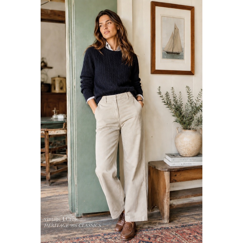 J.Crew Heritage 90s Classics Chinos Khaki Tan Flannel Lined Pants 6 Vintage Y2k